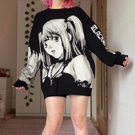 Death Note Misa Amane Oversize Örgü Görünümlü Sweatshirt