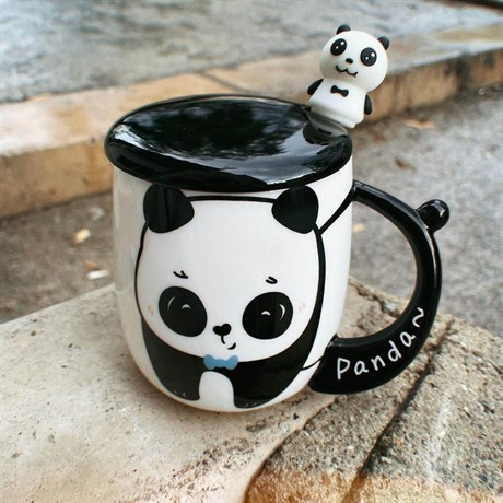 Panda Tasarımlı Kaşıklı Kupa Bardak 2