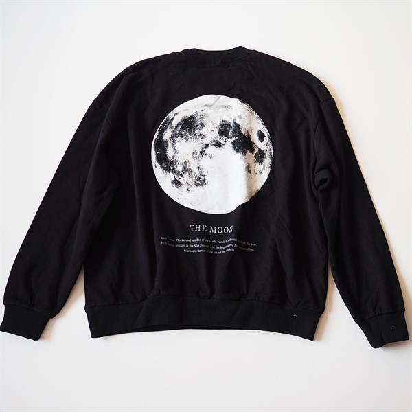 Sırt Baskılı The Moon Siyah Sweatshirt