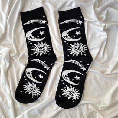 Ay ve Güneş Siyah Gothic Çorap