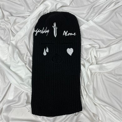 Gangsta Ski Mask Kalp ve Gözyaşı Kar Maskesi Siyah