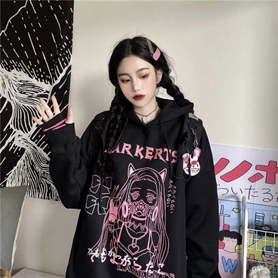 Harajuku Demon Slayer Nezuko Kapşonlu Sweatshirt