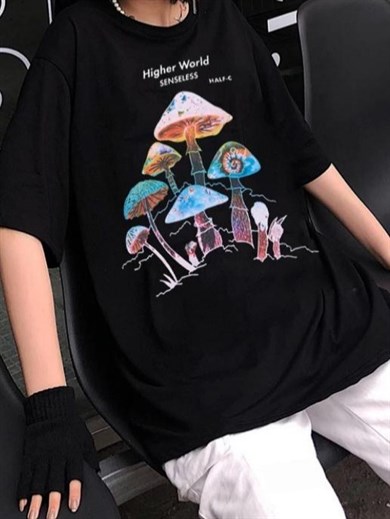 Mushroom Family Siyah Unisex T-shirt