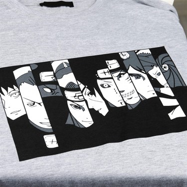 Naruto Baskılı Oversize Gri Unisex T-shirt