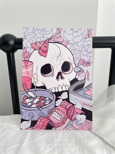 Pink Skull Mini Ahşap Poster